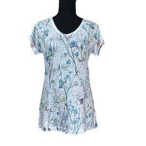 Keren Hart Floral Sequined Fairycore Sheer Short Sleeve Top Size S